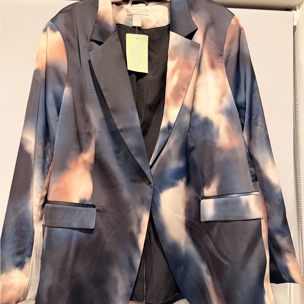H&M Elegant Black Blue and Cream Blazer